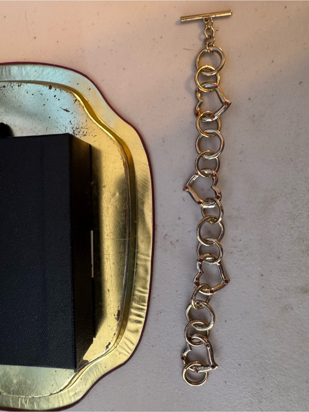 Gold Link Toggle Bracelet - Women Accessory with Pinkish stones. So Beautiful 🤩